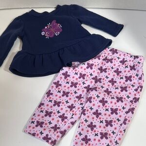 Fisher price buttterfly print 2 piece sweat suit size 3/6 months
